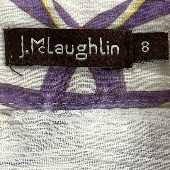 J. McLaughlin Button Front Top Size 8 Chains Straps Graphic Office 100% Cotton - Picture 7 of 8